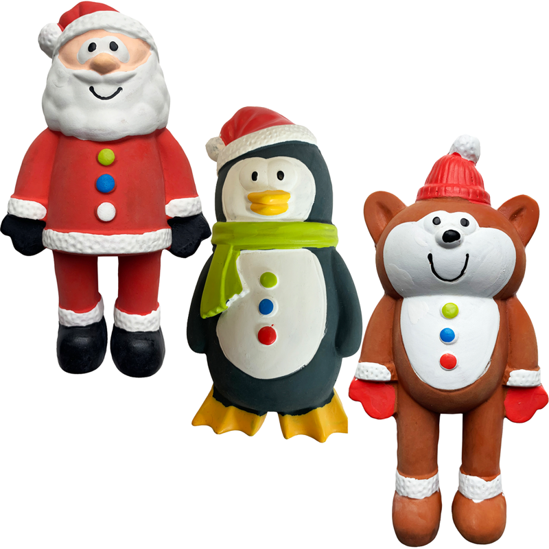 Hem and Boo Xmas Latex Character Dog Toys - Assorted